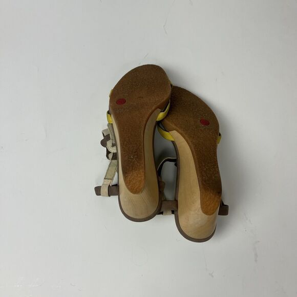 Camper Leather Wooden Heels Size 39 Hook And Loop Fastener - Picture 4 of 8